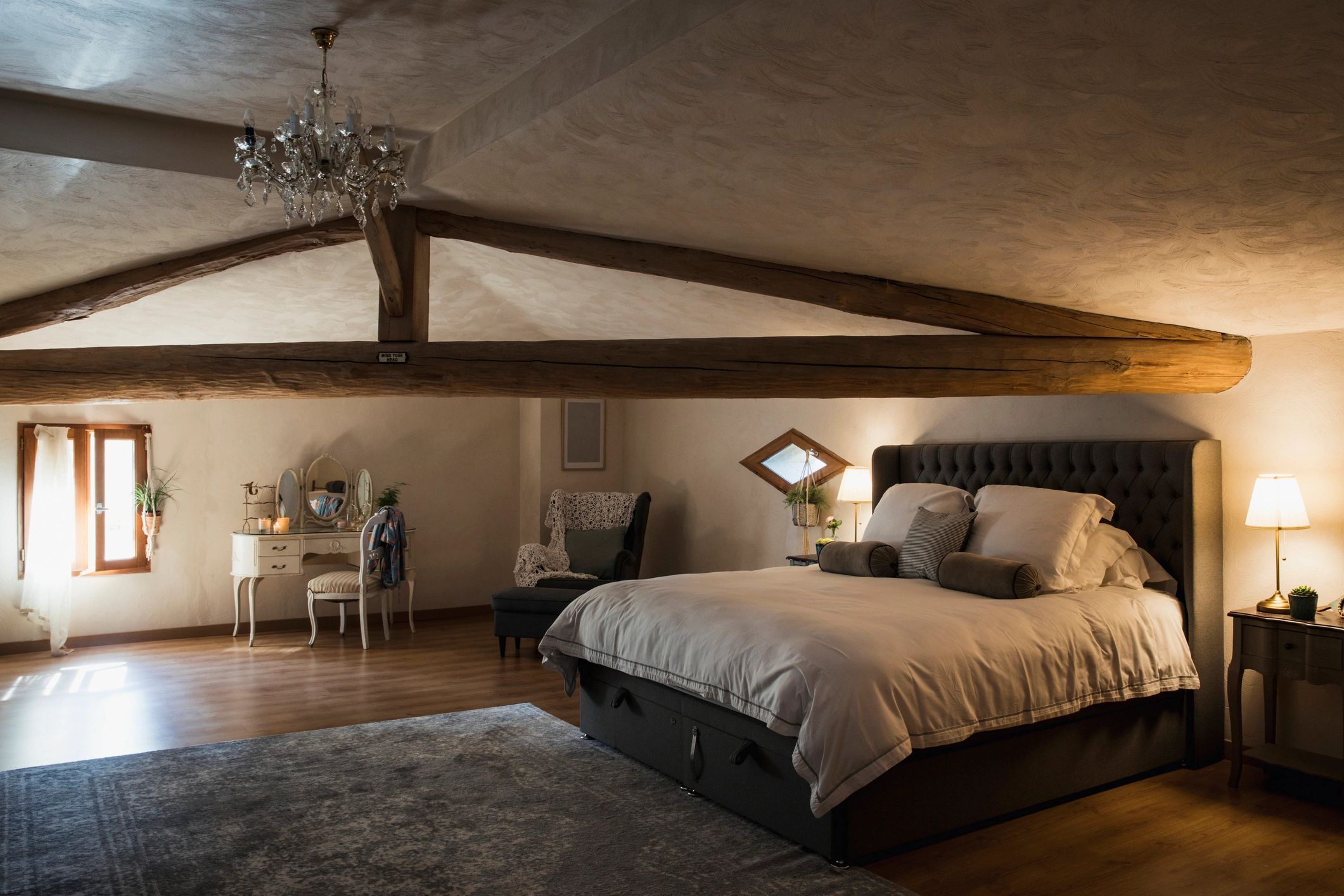 Well-styled luxury bedroom prepared for listing photos