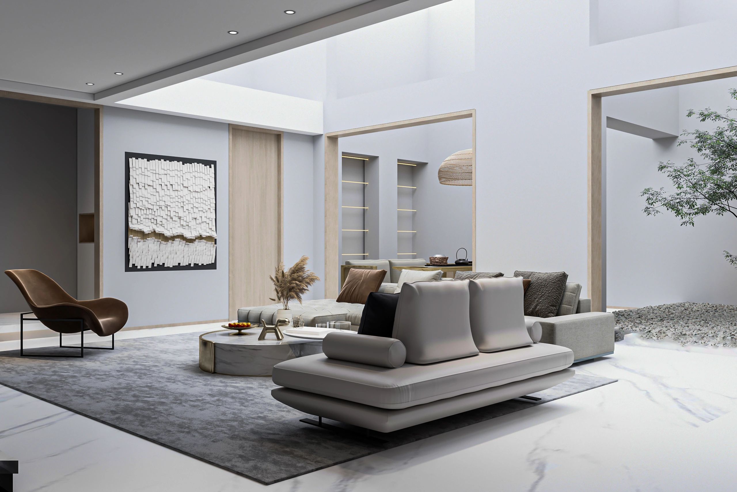 Modern staged living room for client testimonial
