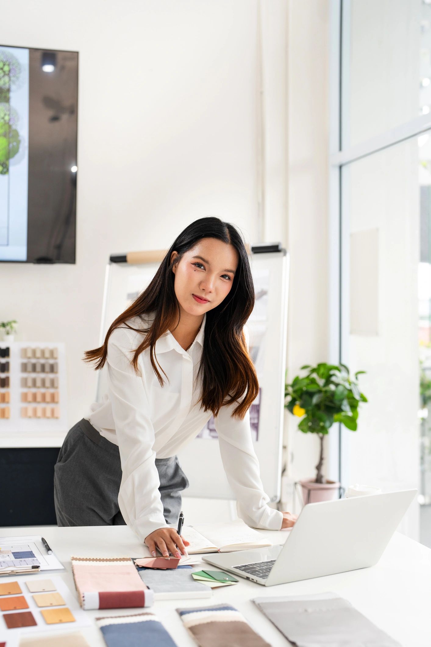 Interior design professional in a modern workspace
